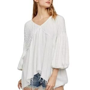 Free People Flower Power Top Oversized Balloon Sleeve Top XS